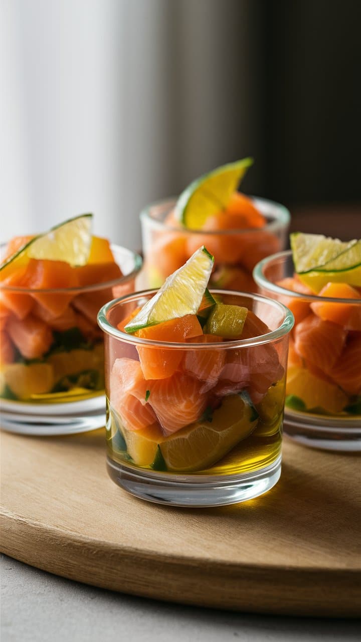 Verrines saumon mangue et citron vert