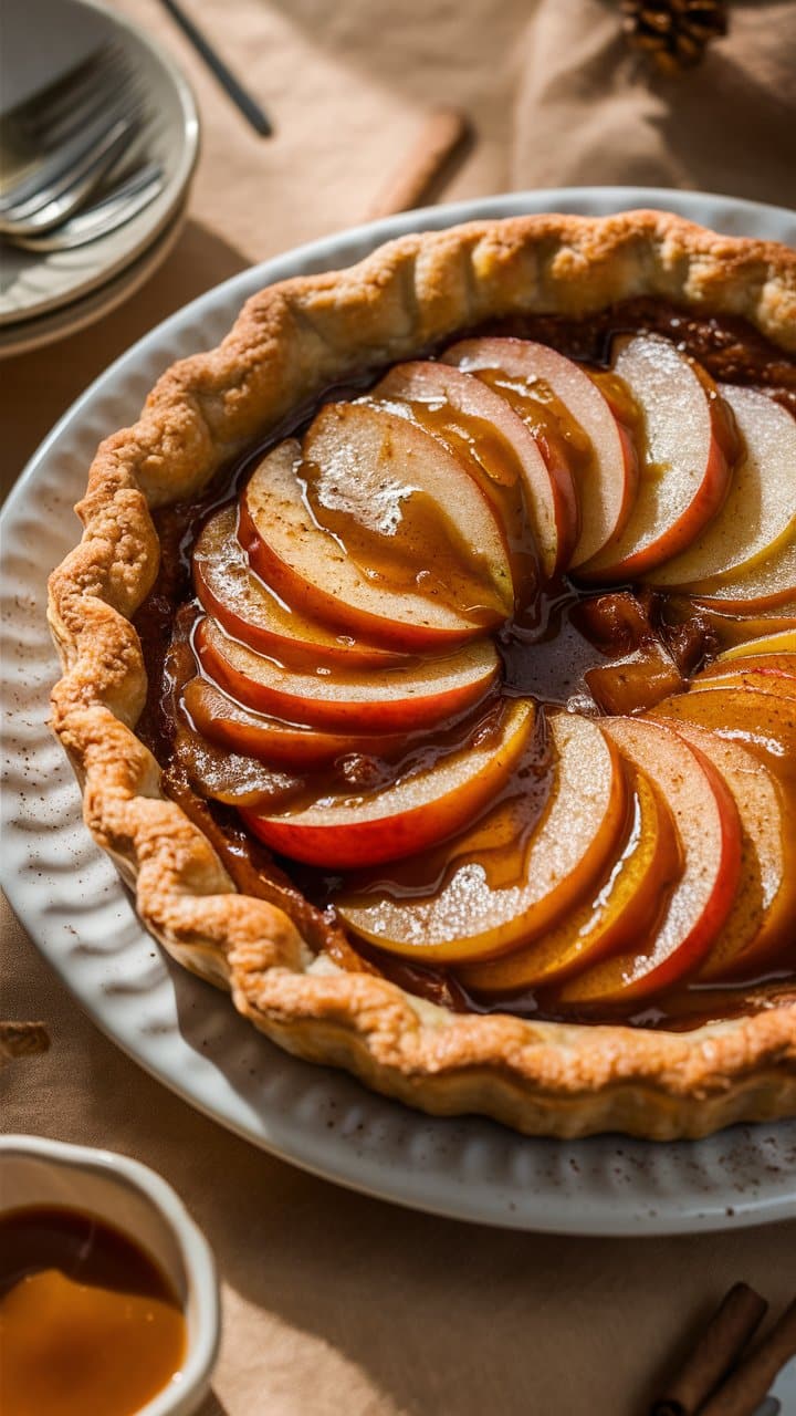 Tarte aux pommes maison avec caramel