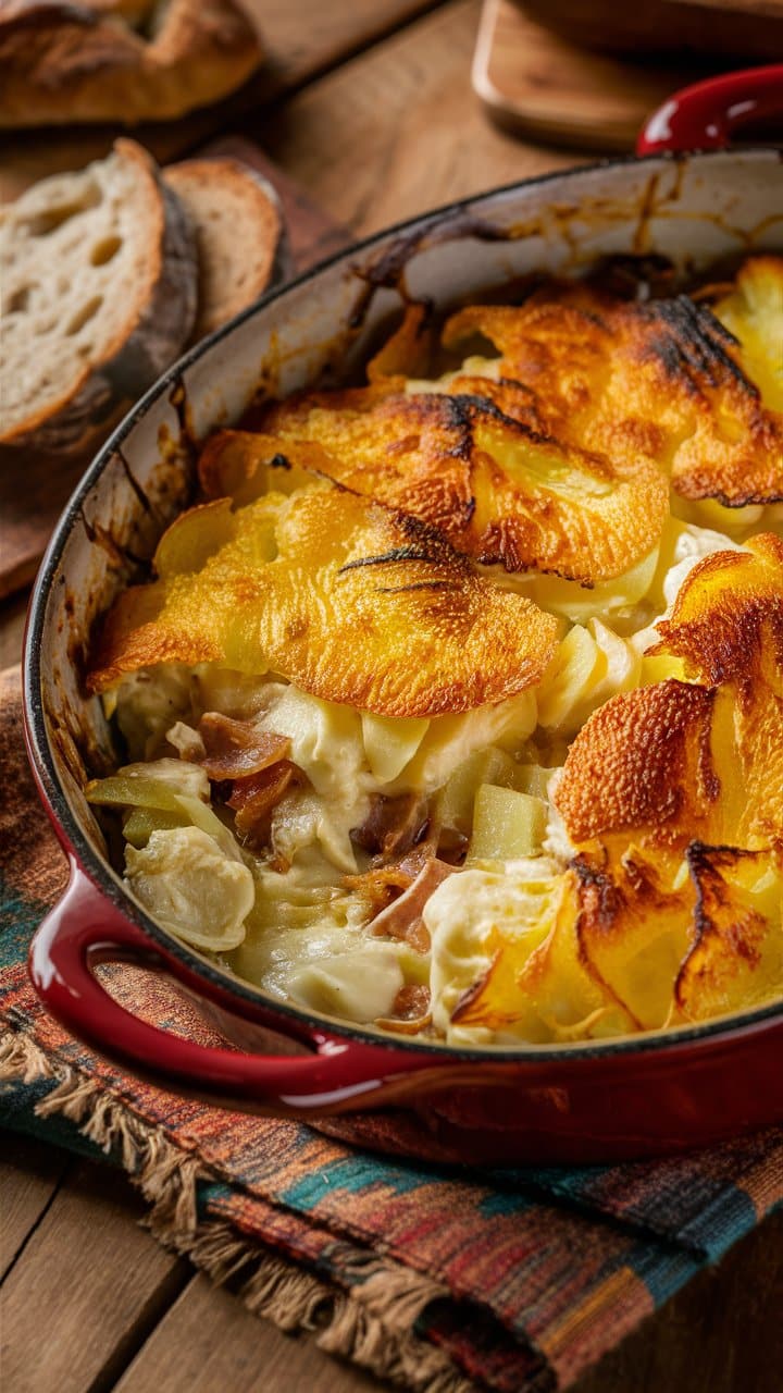 Gratin de pommes de terre doré.