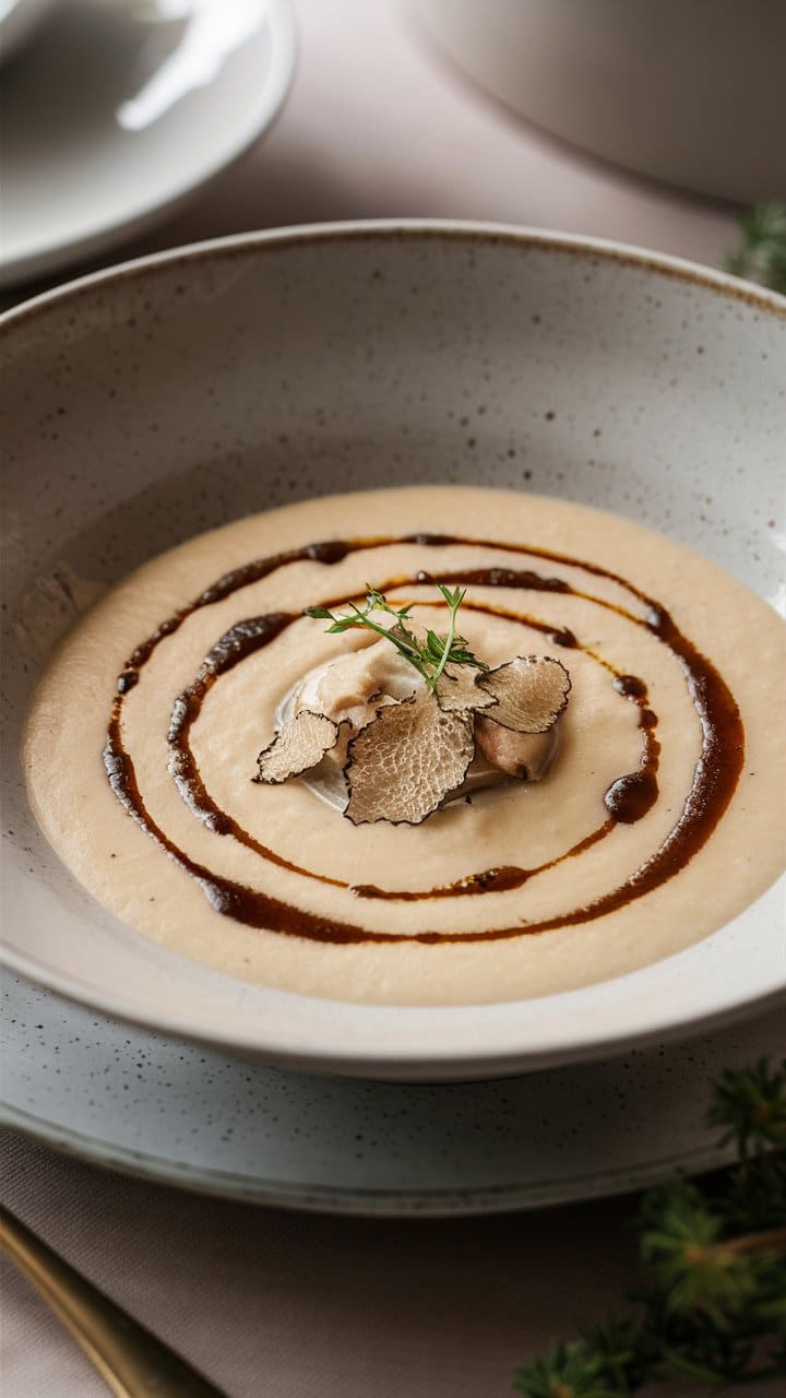Soupe de champignons aux truffes.