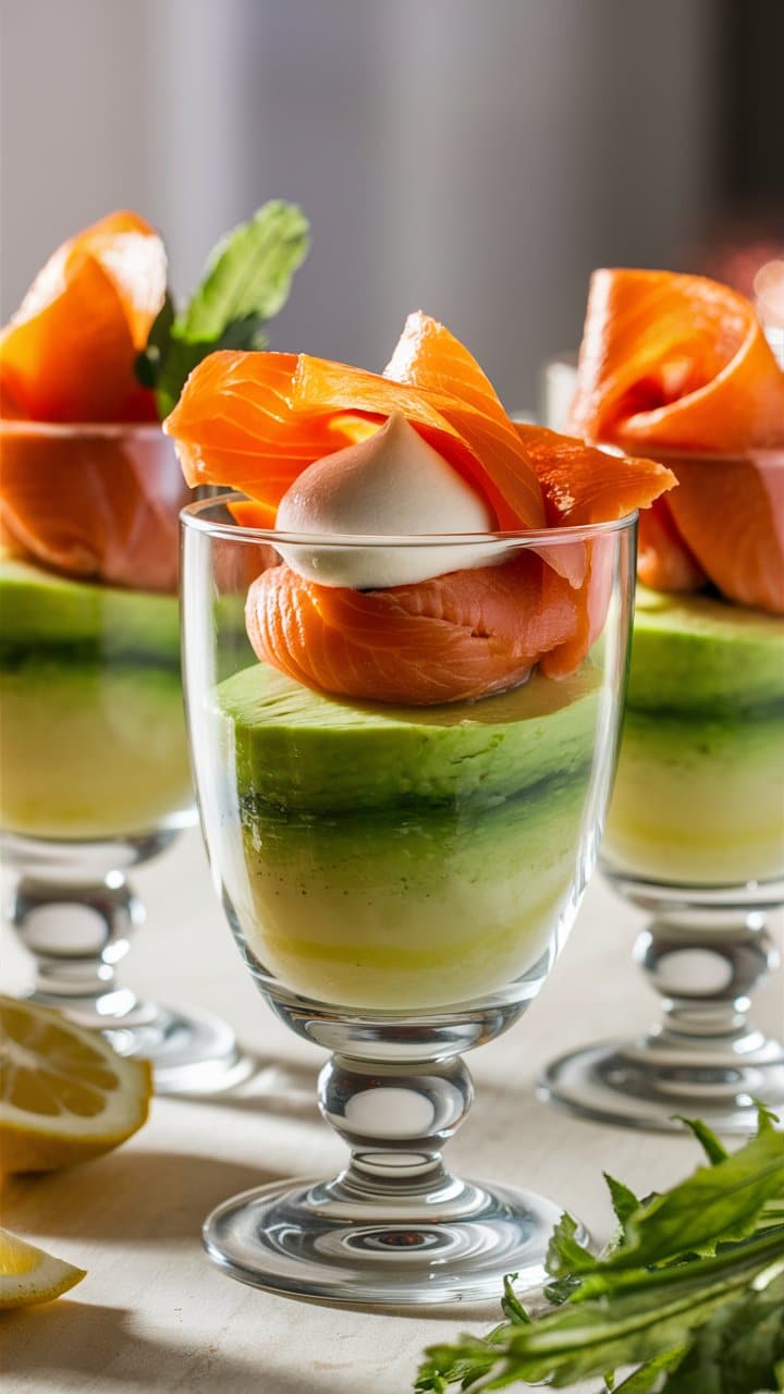 Verrines saumon et mousse avocat citronnée