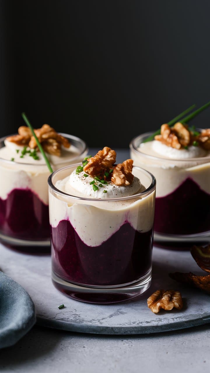 Verrines dessert aux noix et chantilly.