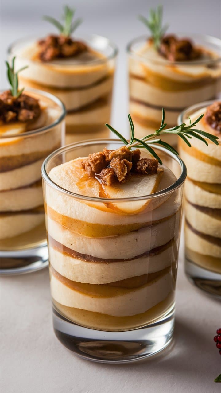 Desserts en verrines aux pommes et cannelle.