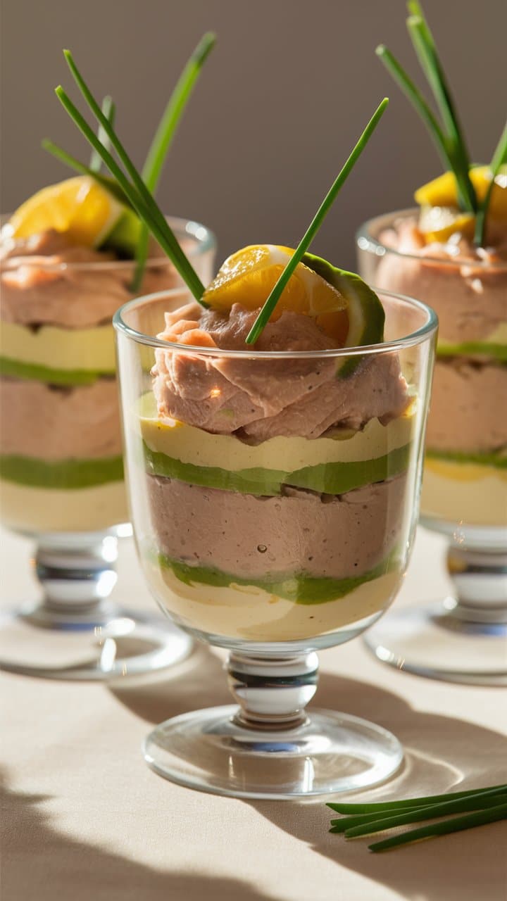 Verrines de mousse au saumon et avocat