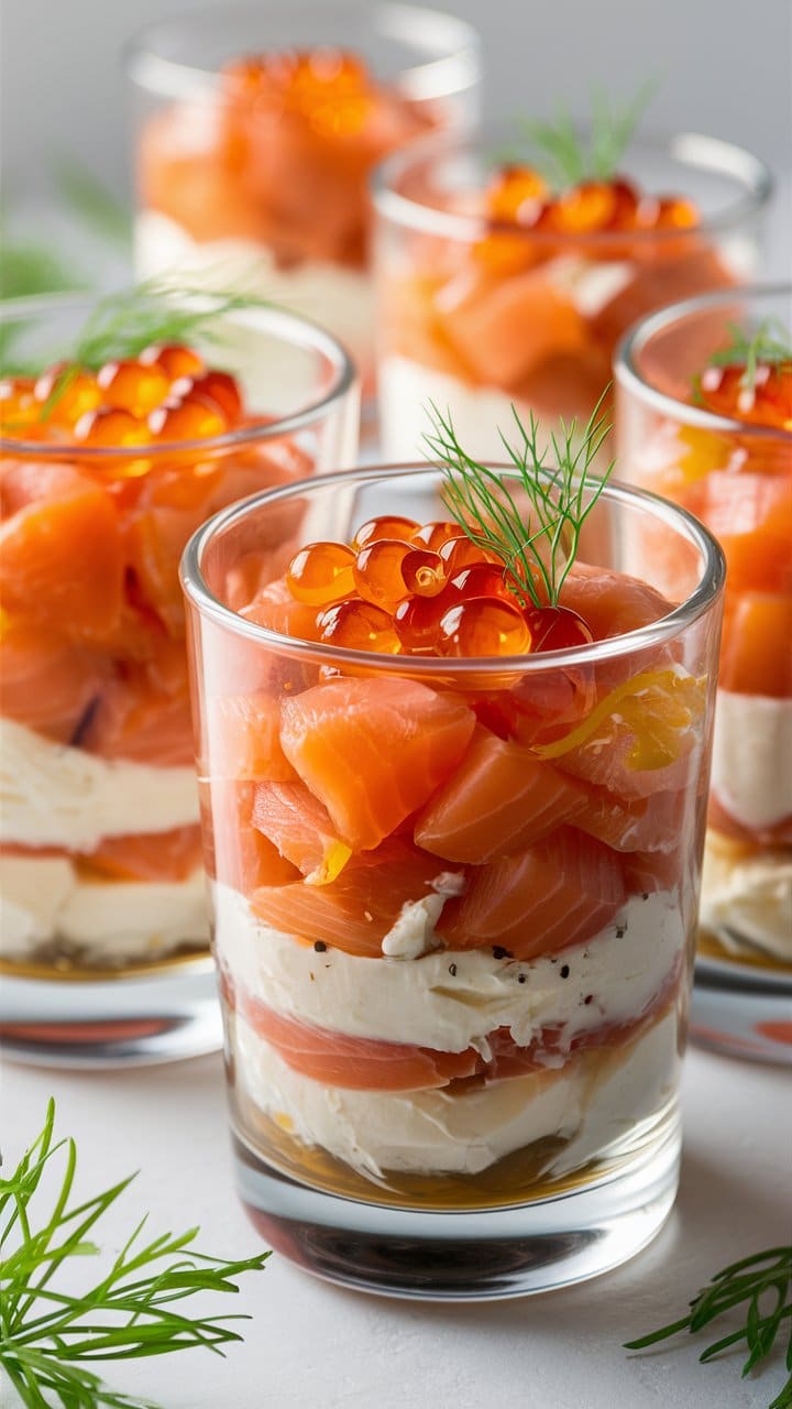 Verrines de saumon et fromage à la crème