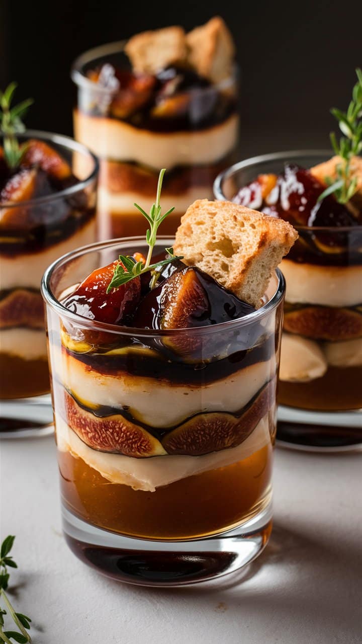 Verrines de figues, mascarpone et pain grillé