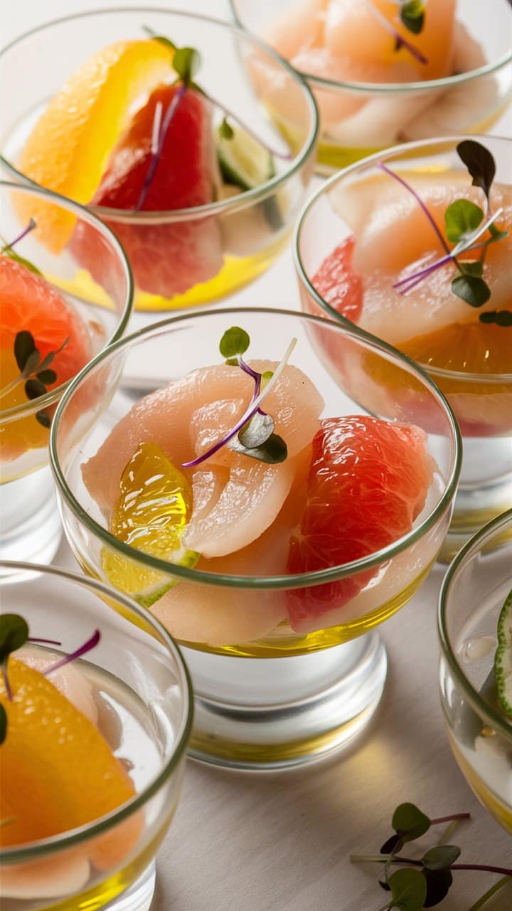 Coupes de fruits frais colorés avec micro-pousses.