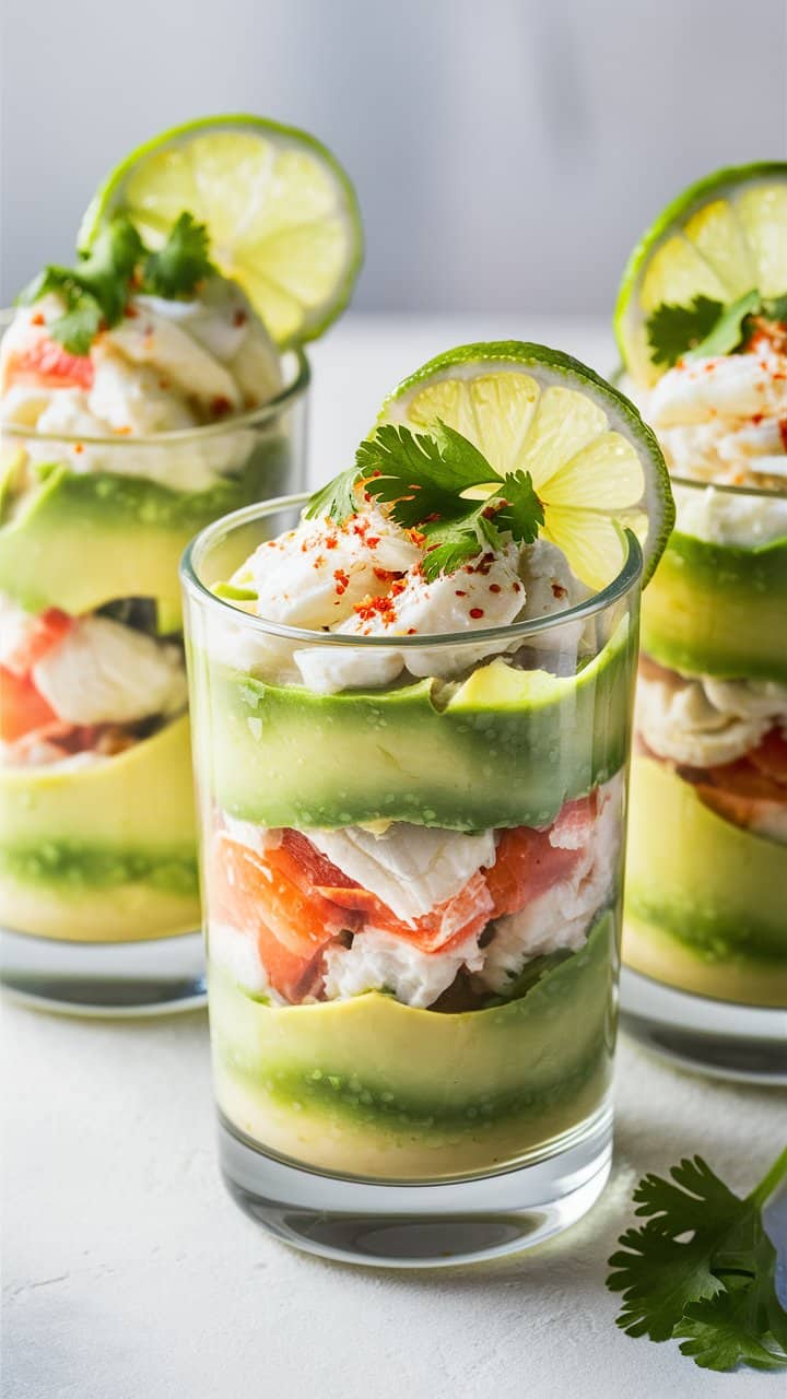 Verrines avocat crevettes avec citron et coriandre