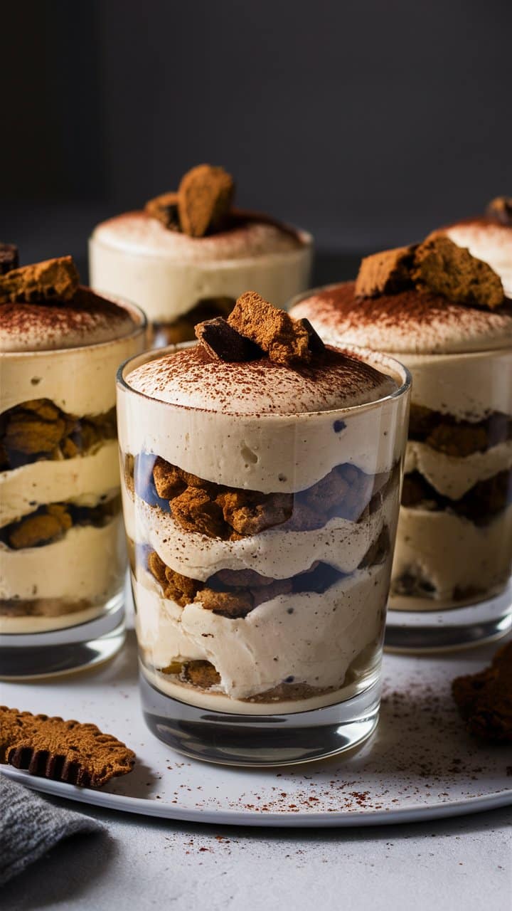 Verres de tiramisu aux biscuits spéculoos.