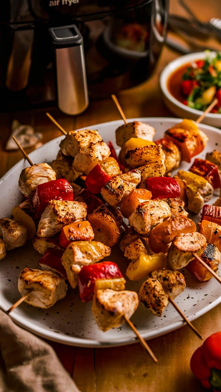 Brochettes de poulet et légumes grillés