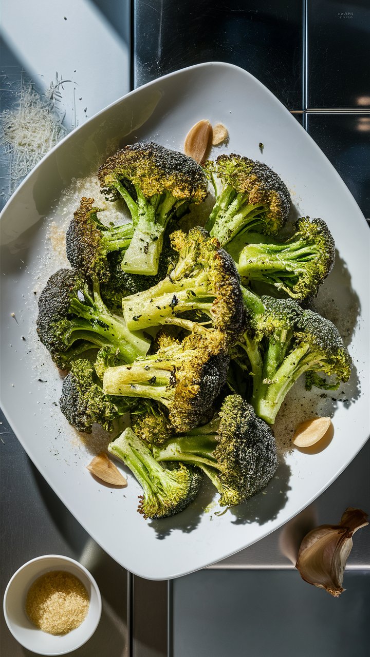 Brocolis rôtis à l'ail et parmesan