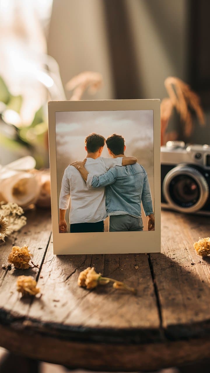 Photo de deux personnes s'enlaçant, nostalgie.
