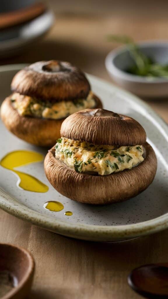 Champignons portobellos farcis aux herbes.