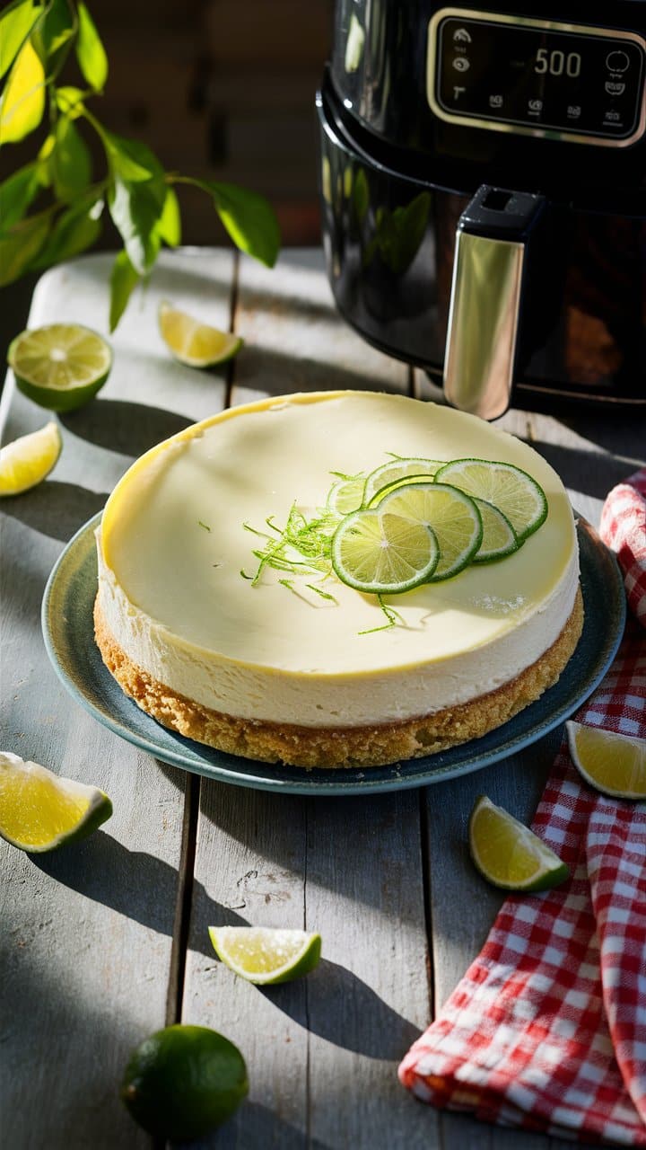 Gâteau au citron vert sur une table.