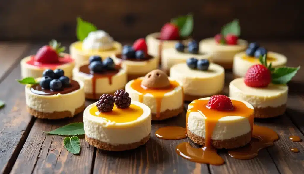 Mini cheesecakes décorés de fruits frais