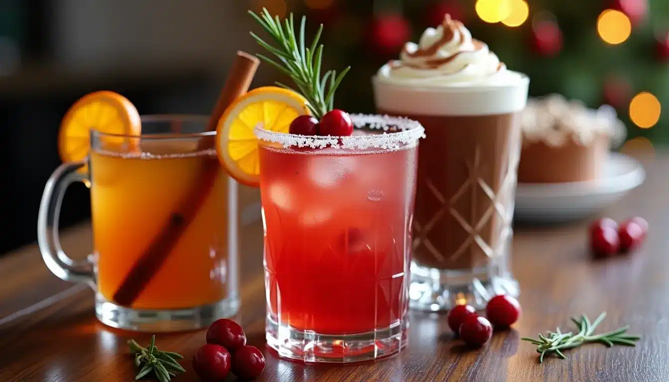 Cocktails festifs avec décoration de Noël.