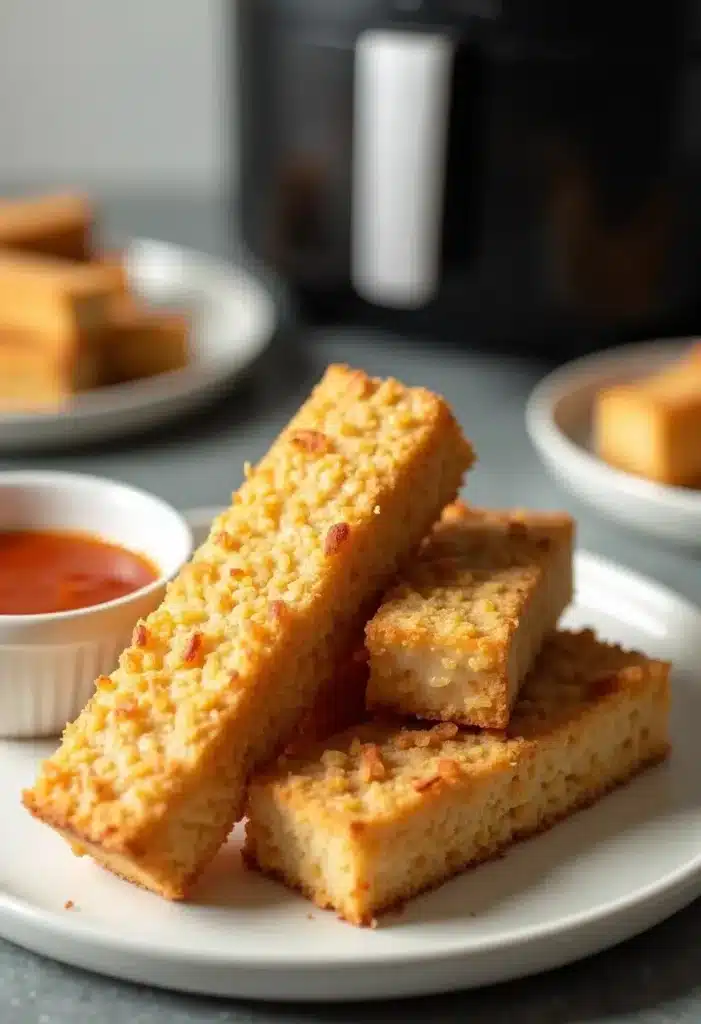 Bâtonnets de pain de maïs avec sauce tomate.