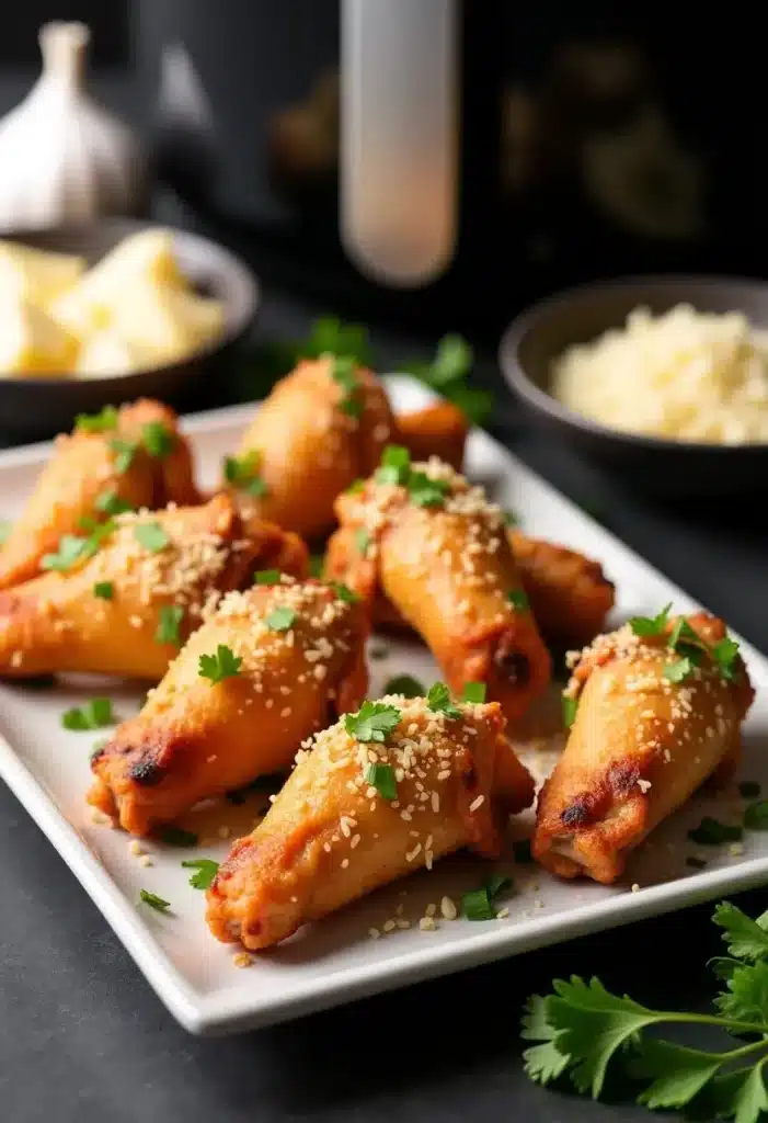 Ailes de poulet grillées avec graines de sésame.