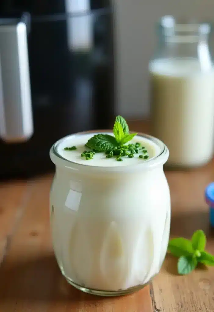 Yaourt blanc avec menthe fraîche