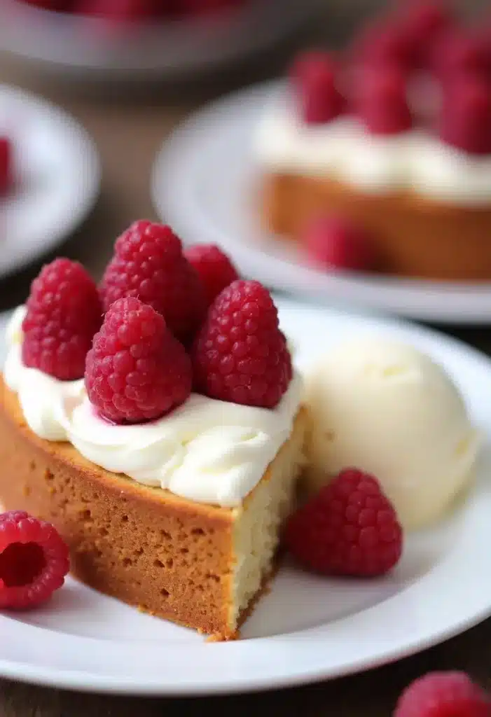 Gâteau aux framboises et crème chantilly