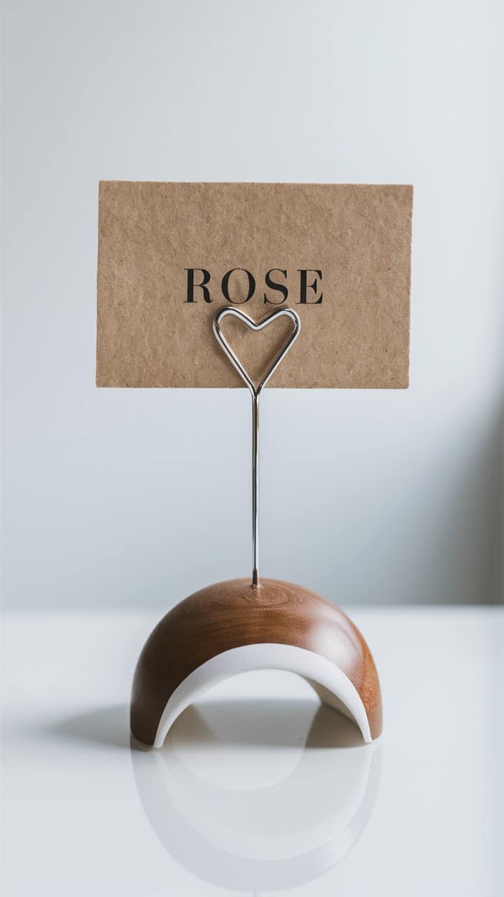 Porte-nom avec carte inscrite Rose.