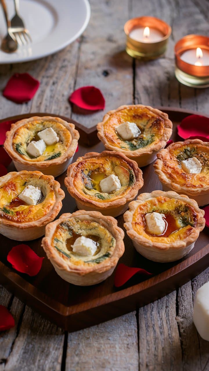 Mini tartes aux épinards et fromage feta.