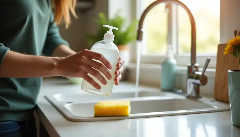 Personne utilisant du savon cuisine.