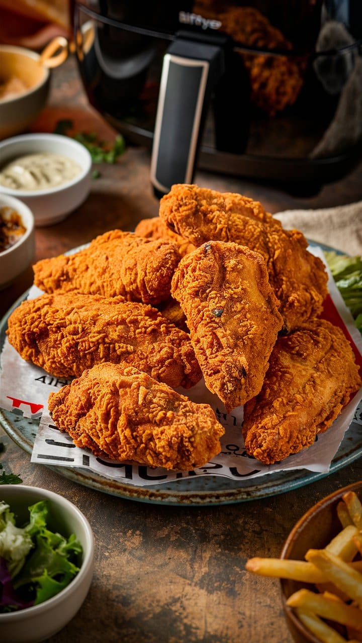 Assiette de poulet frit croustillant prêt à servir.