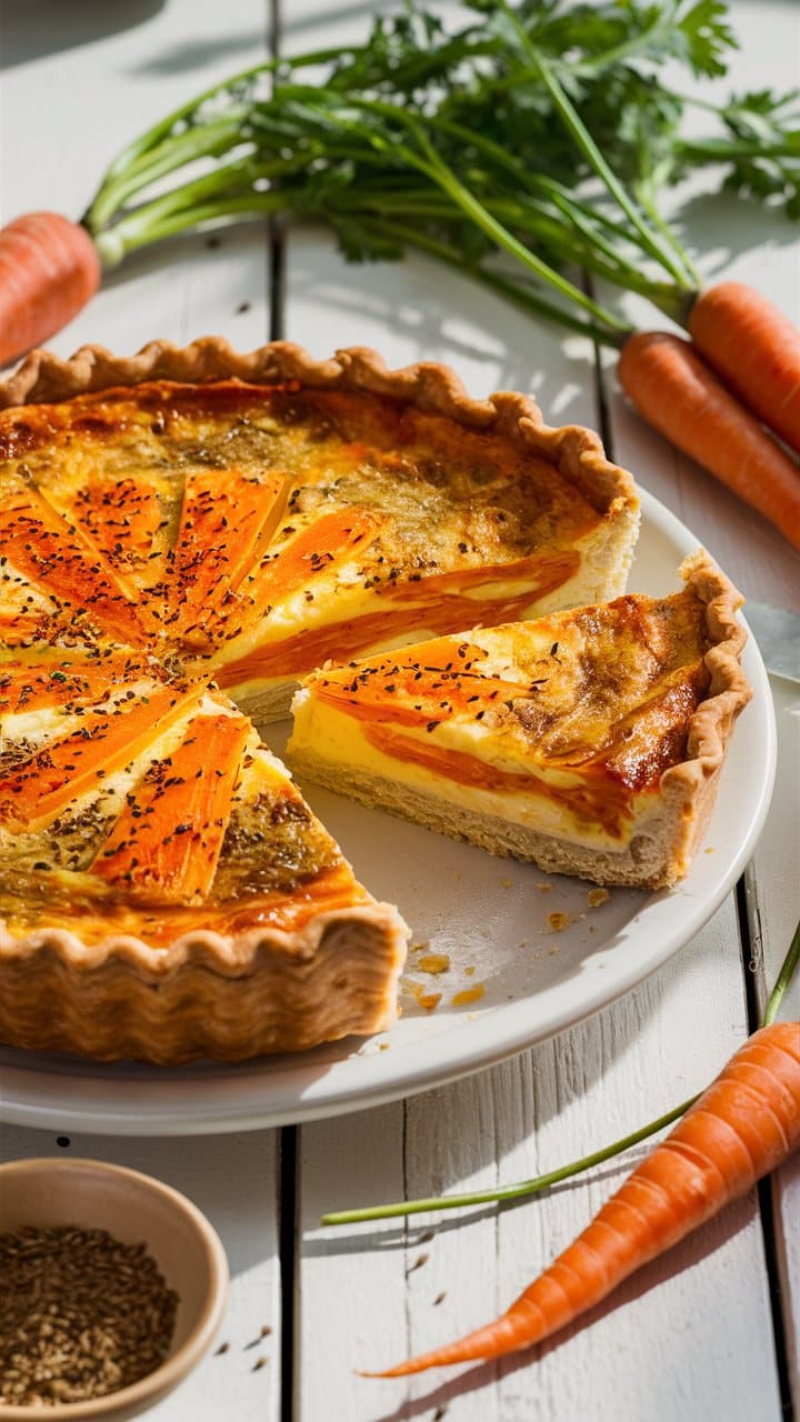 Quiche aux carottes avec graines de pavot