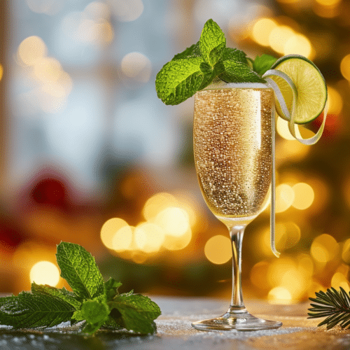 découvrez une délicieuse recette de cocktail de noël alliant le raffinement du champagne à la fraîcheur de la menthe et du citron vert. parfait pour égayer vos fêtes et surprendre vos invités avec une boisson festive et pétillante.