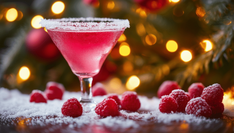 découvrez notre délicieuse recette de cocktail de noël, le martini à la framboise givrée. parfait pour émerveiller vos convives pendant les fêtes, ce cocktail allie la douceur des framboises à une touche festive. facile à préparer, il apportera une note colorée et gourmande à vos célébrations !