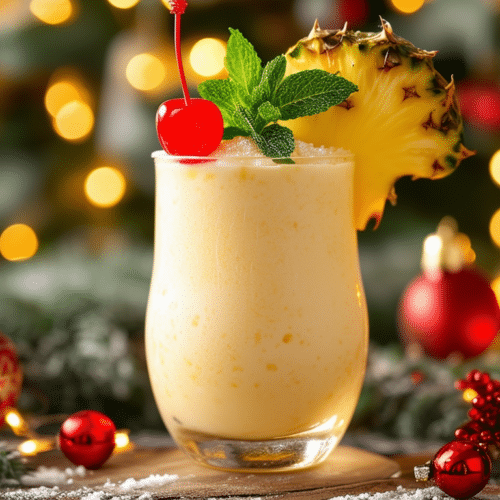 découvrez notre recette festive de piña colada de noël, un cocktail délicieux qui allie les saveurs tropicales à l'esprit des fêtes. parfait pour célébrer les réjouissances de fin d'année avec une touche festive!