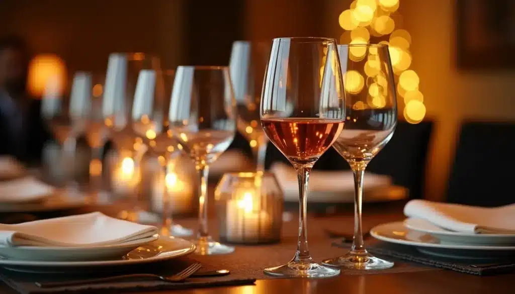 Table élégante avec verres et bougies