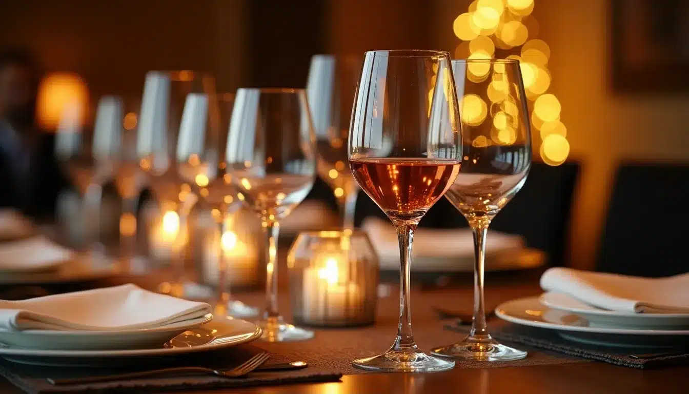 Table élégante avec verres et bougies