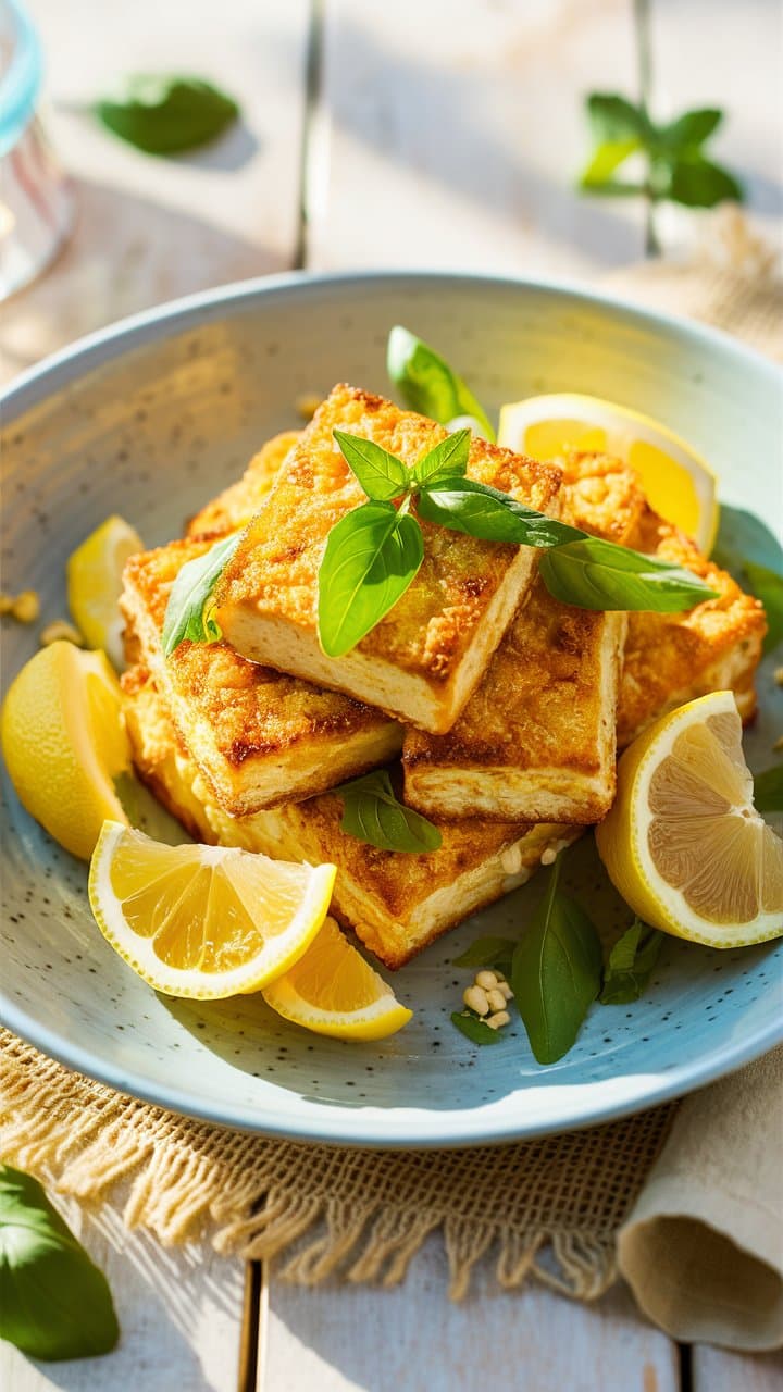 Tofu grillé avec citron et basilic