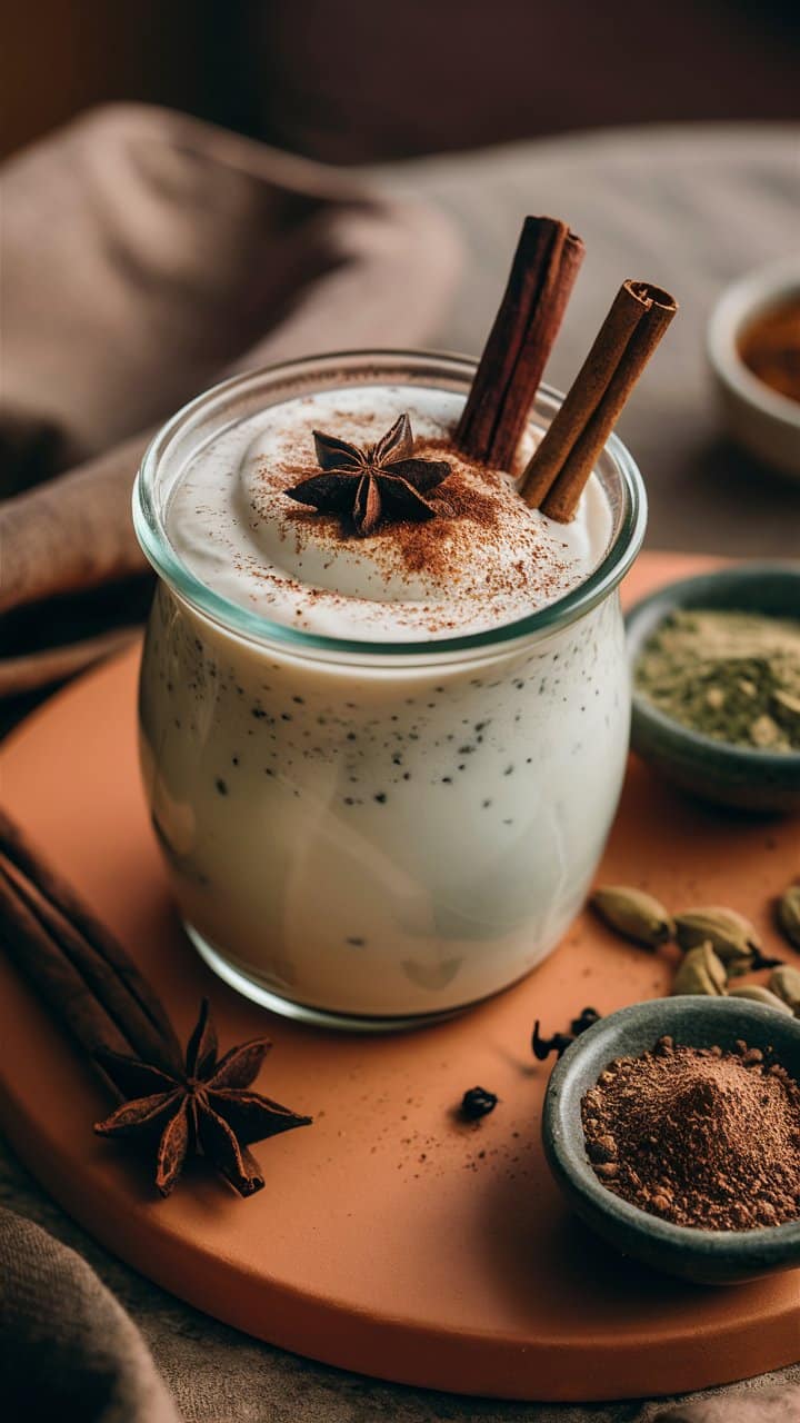 Latte épicé avec cannelle et anis étoilé