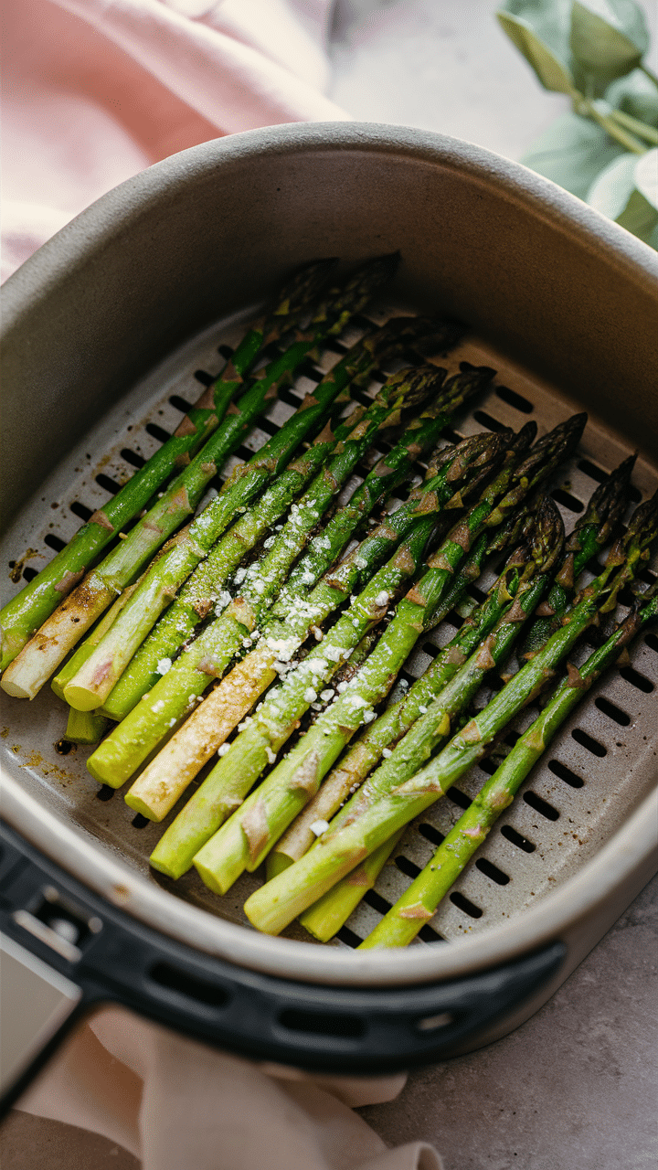 Asperges grillées dans un grill intérieur.