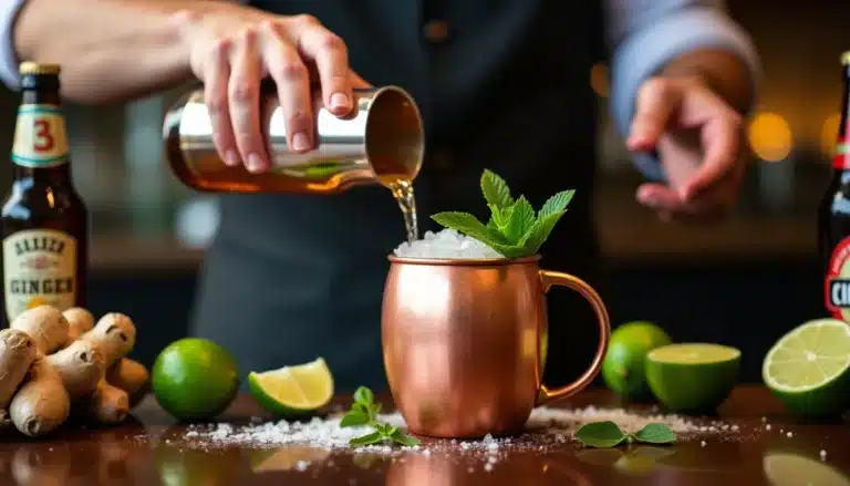 Préparation de cocktail avec gingembre et citron vert