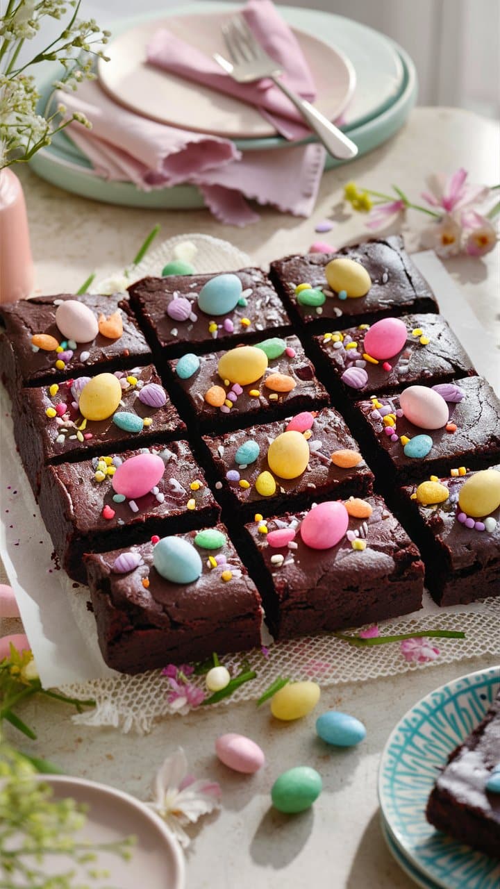 Brownies décorés de bonbons colorés