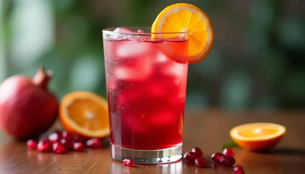 Cocktail rouge glacé avec tranche d'orange