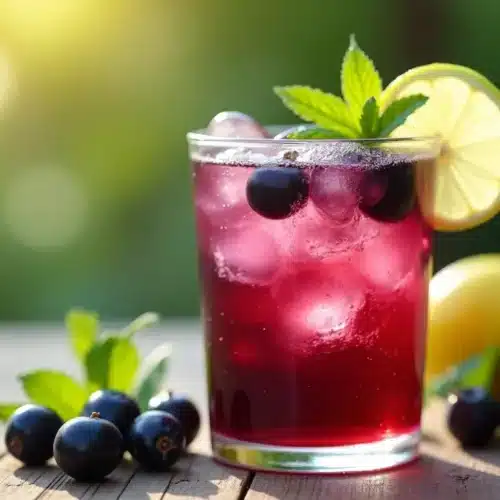 Cocktail aux myrtilles, citron et menthe fraîche