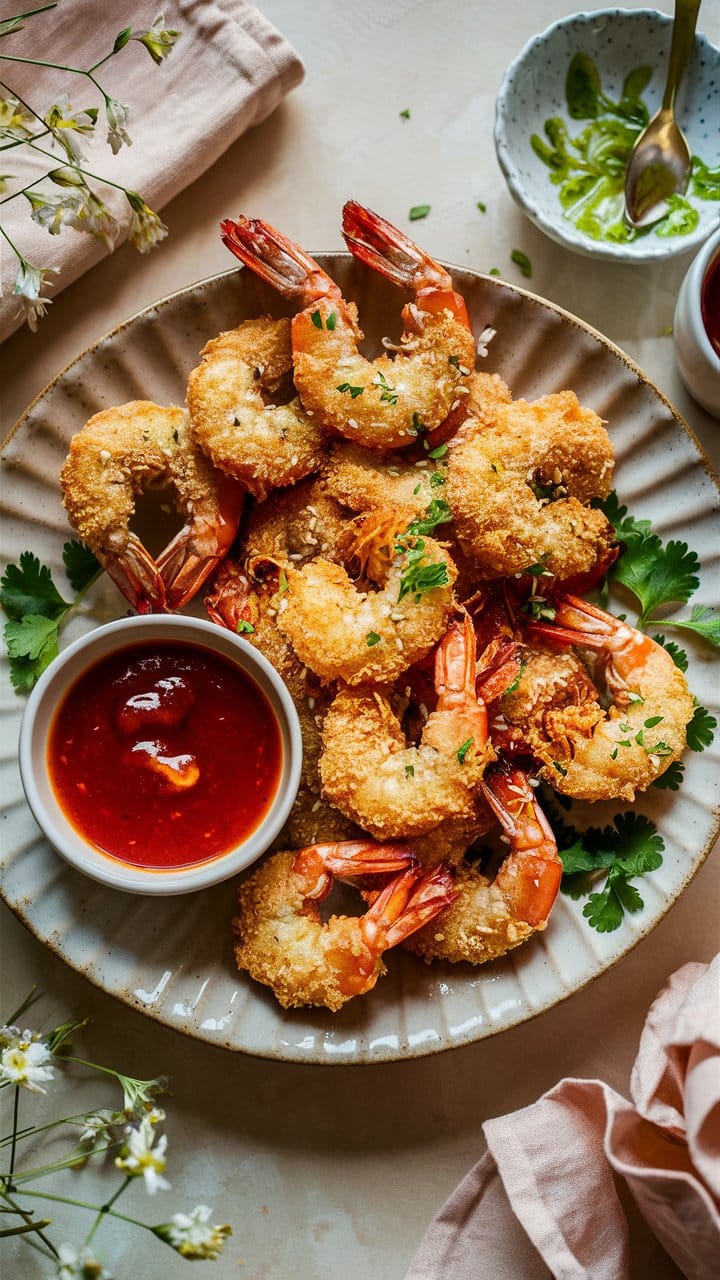 Crevettes panées avec sauce cocktail