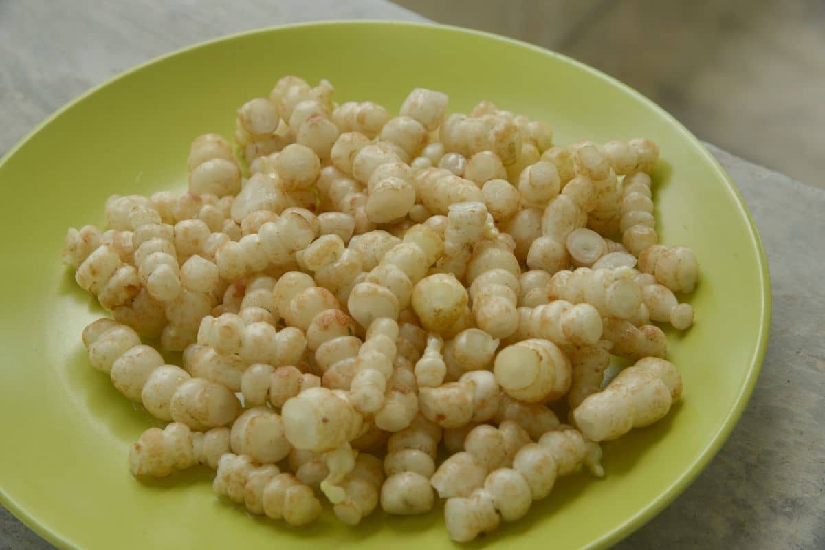 Tubercules sur assiette verte
