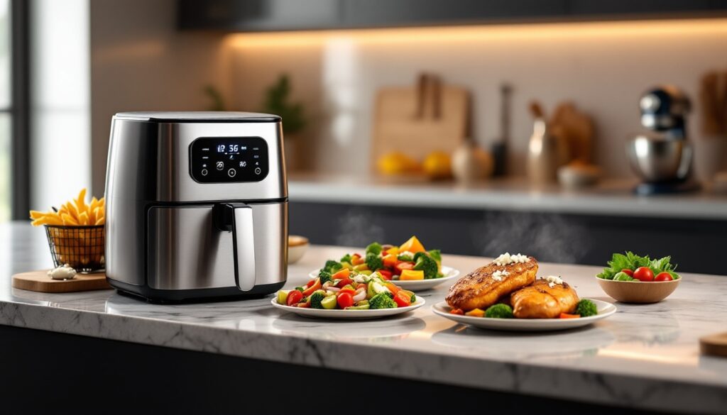 Friteuse à air avec plats cuisinés sains