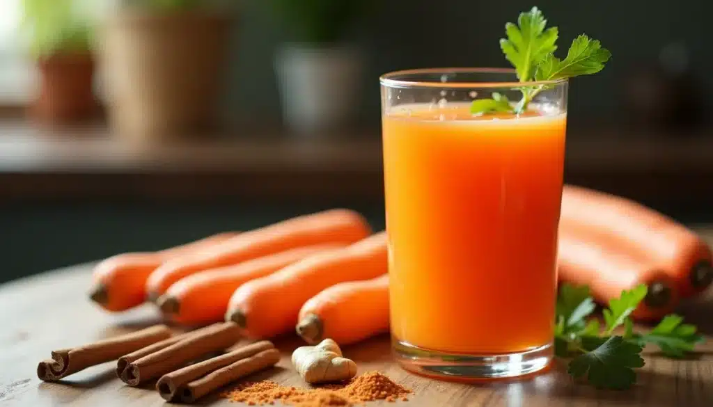 Jus de carotte avec cannelle et gingembre