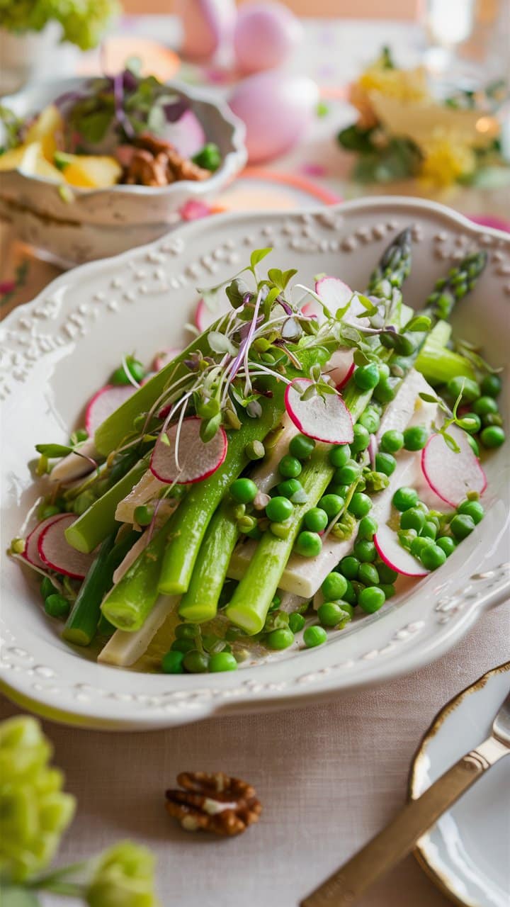 Salade fraîche avec asperges et radis