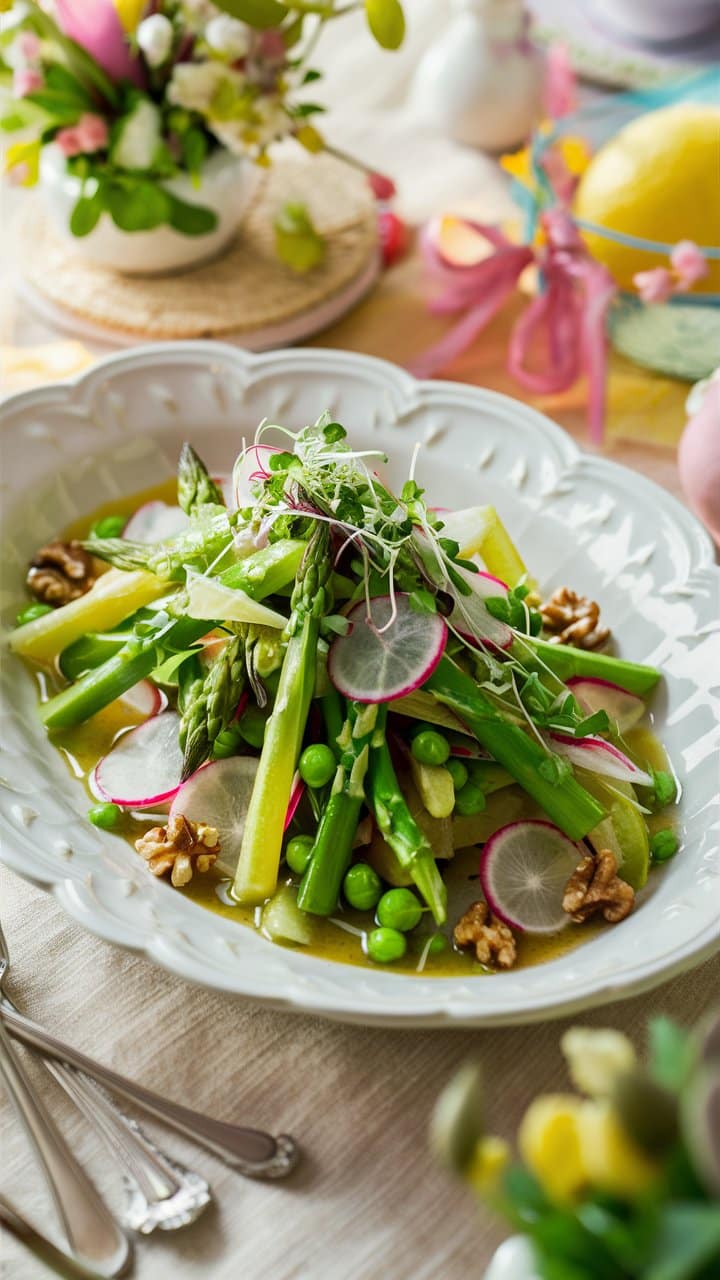 Salade printanière avec asperges et radis