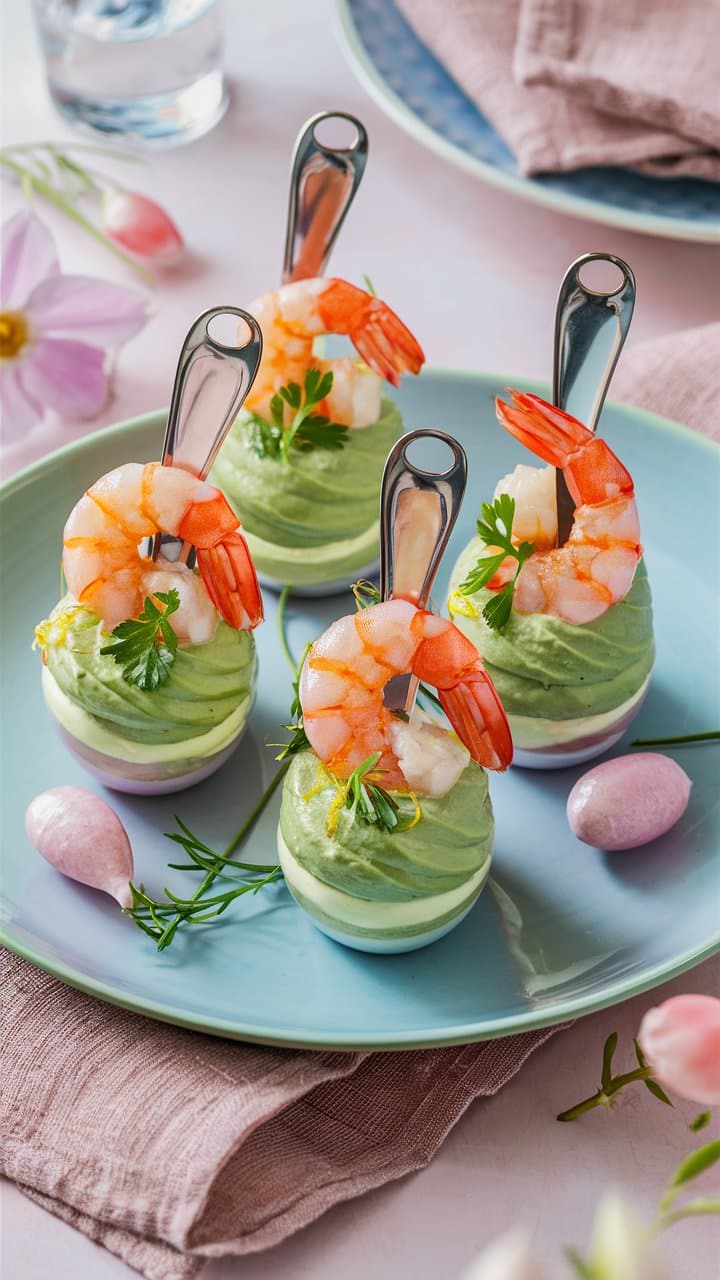 Verrines avocat crevettes, présentation élégante.