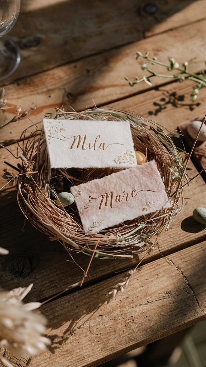 Cartes avec les noms Mila et Marc.