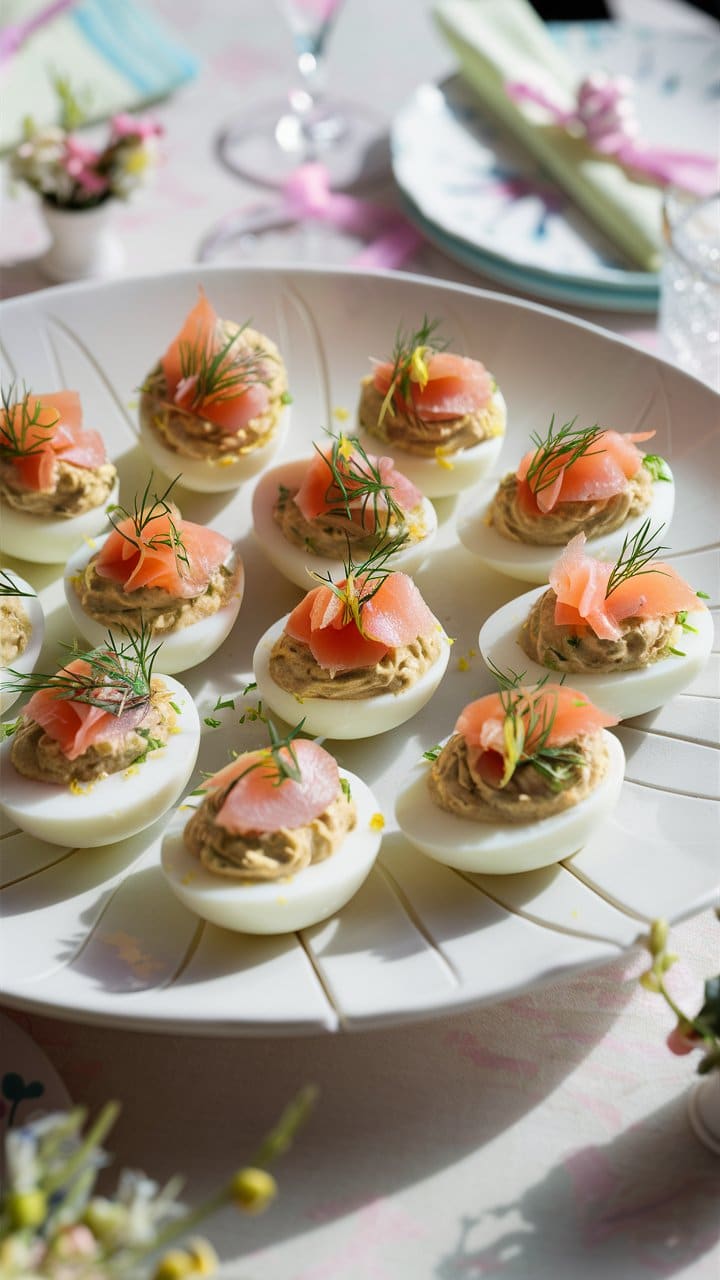 Œufs farcis au saumon et aneth.